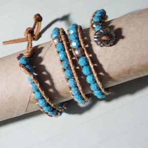 🤠Lucky Brand Turquoise Beaded Wrap Bracelet